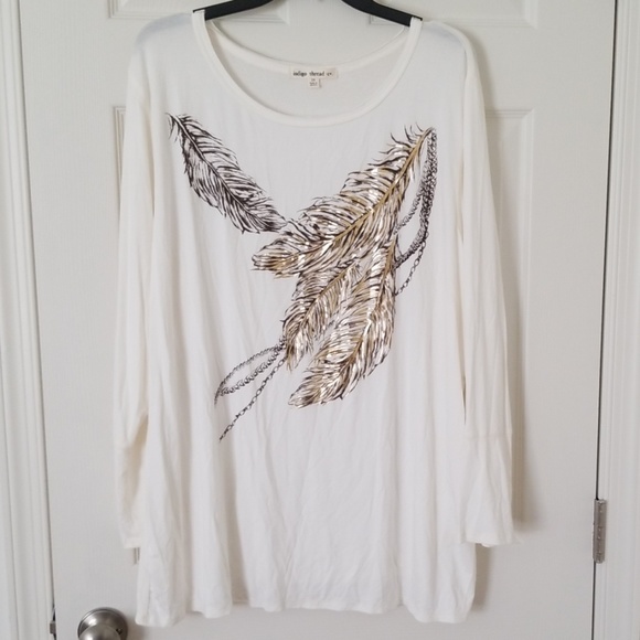indigo thread co Tops - 2x indigo thread co cream long sleeve top feather